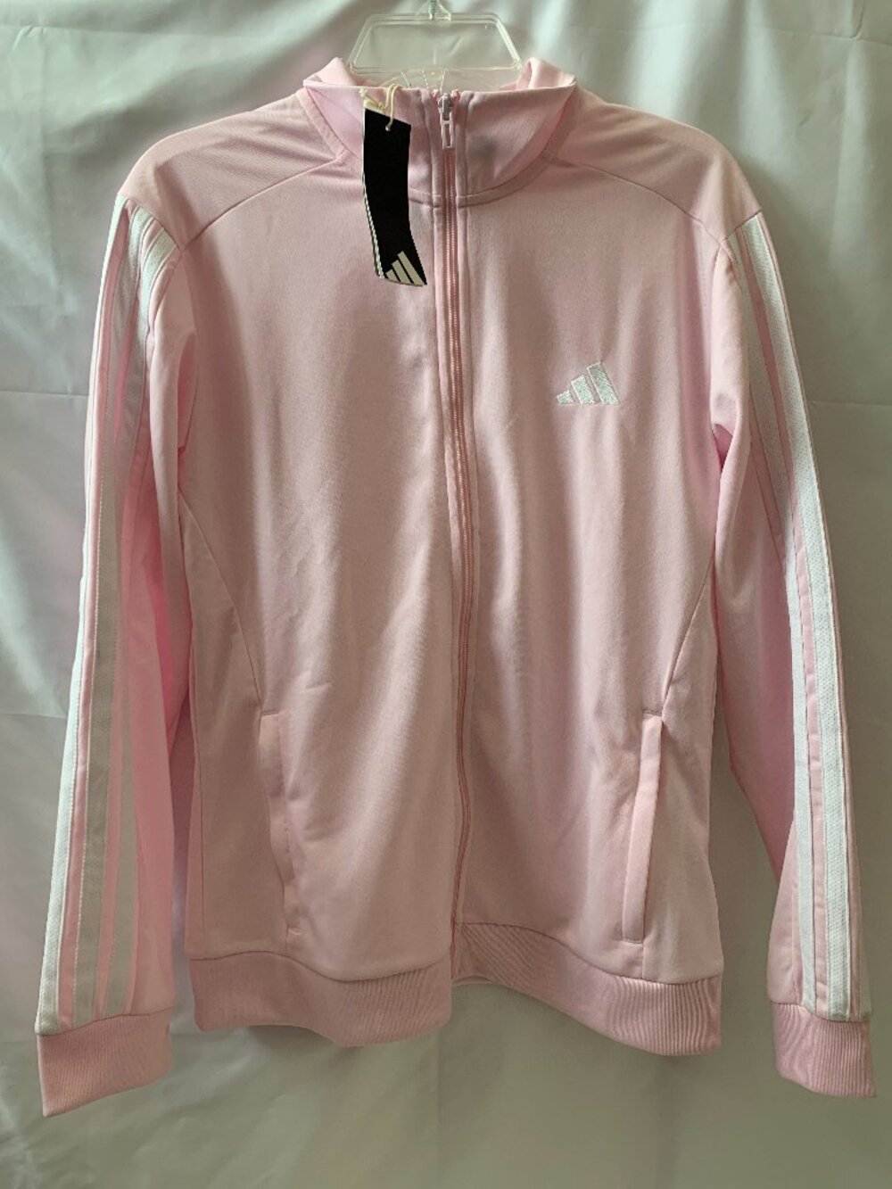 ADIDAS 3-Stripes Tricot Track Jacket in Clear Pink Sz MEDIUM